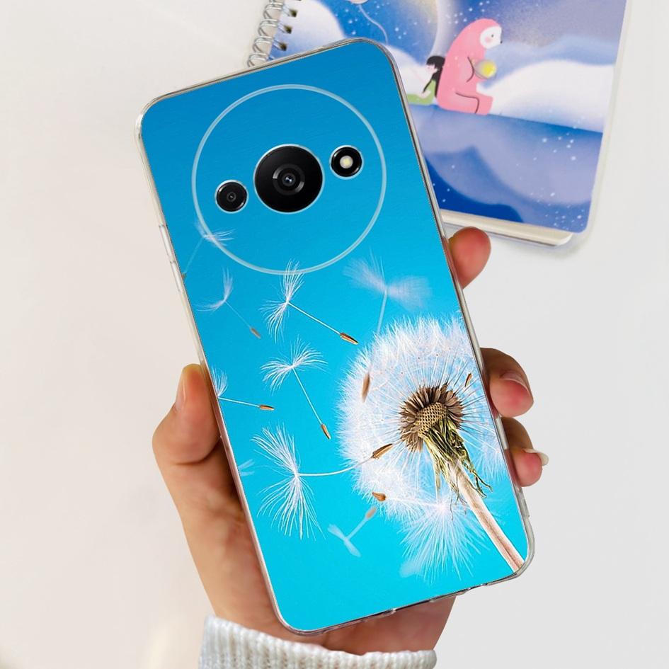 For Funda Xiaomi Redmi A3 Case 2024 Fashion Flower Transparent Silicone Soft TPU Phone Case For Xiomi Redmi A3 RedmiA3 4G Covers