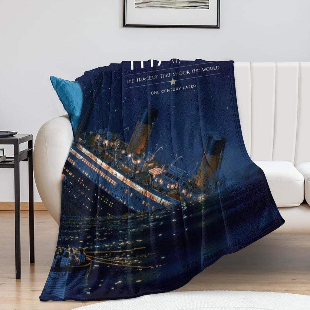 Sinking Ship Movie Pattern digital-printed polyester Bedroom velvet flannel cover blanket Fleece soft cover blankets for beds