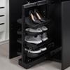 Pull-Out Metal Stackable Shoe Rack Adjustable Height 4 Tier 360° Rotating Retractable Shoe Storage Rack for Small Bedroom Closet