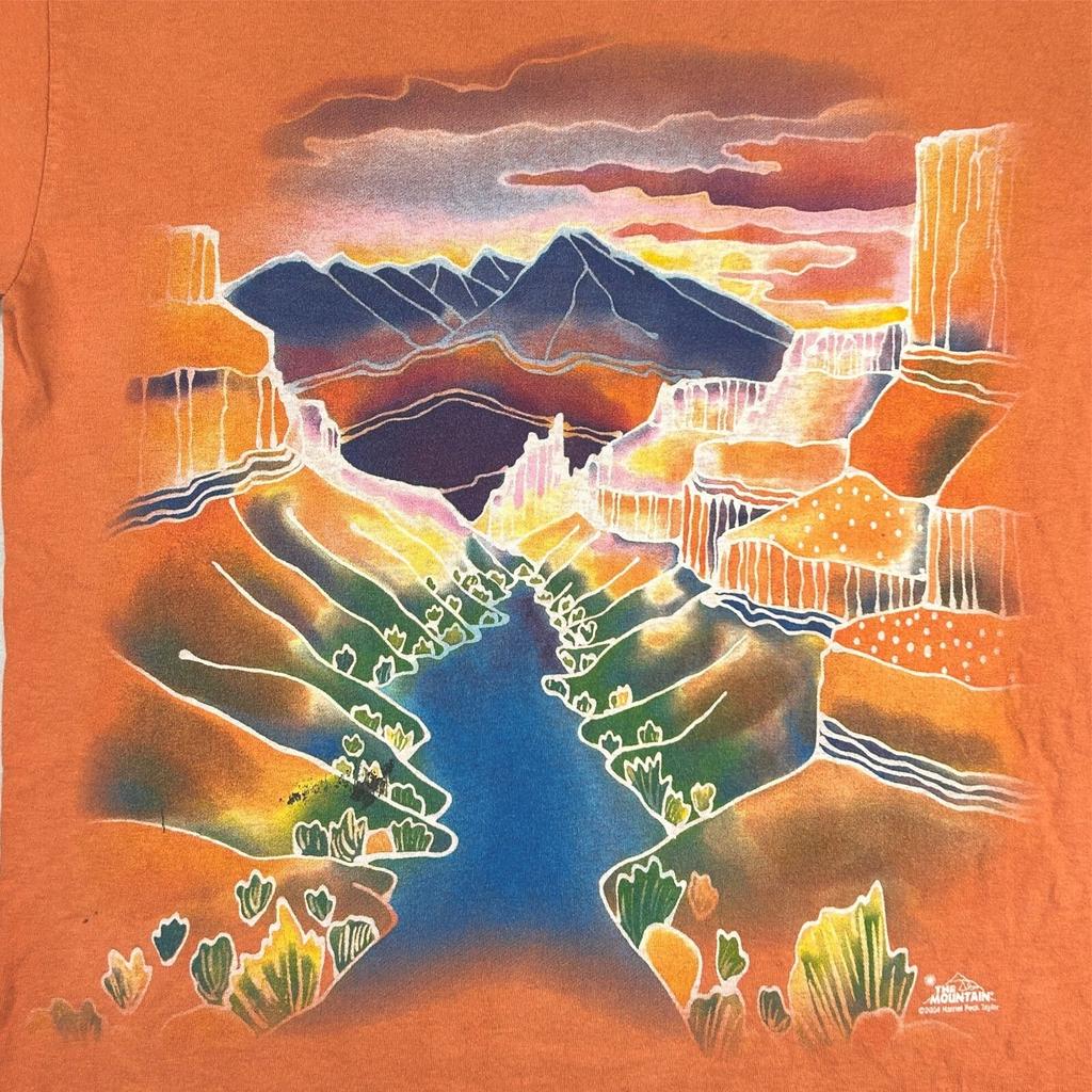 Винтаж CANYON SUNRISE BATIK ART THE MOUNTAIN Футболка M/L картина природы пастель