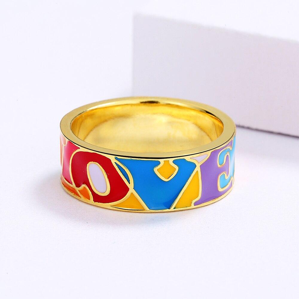 Fashion Irregular Shape Multicolor Epoxy Jewelry Ring Advanced Handmade Enamel Women's for Ring Wedding Jewelry Birthday Gift