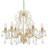 VidaXL Pendant Chandelier, 6 E14 Bulbs, 60x44 Cm, Golden Metal Base with Acrylic Crystal Beads, Elegant Lamp 281603