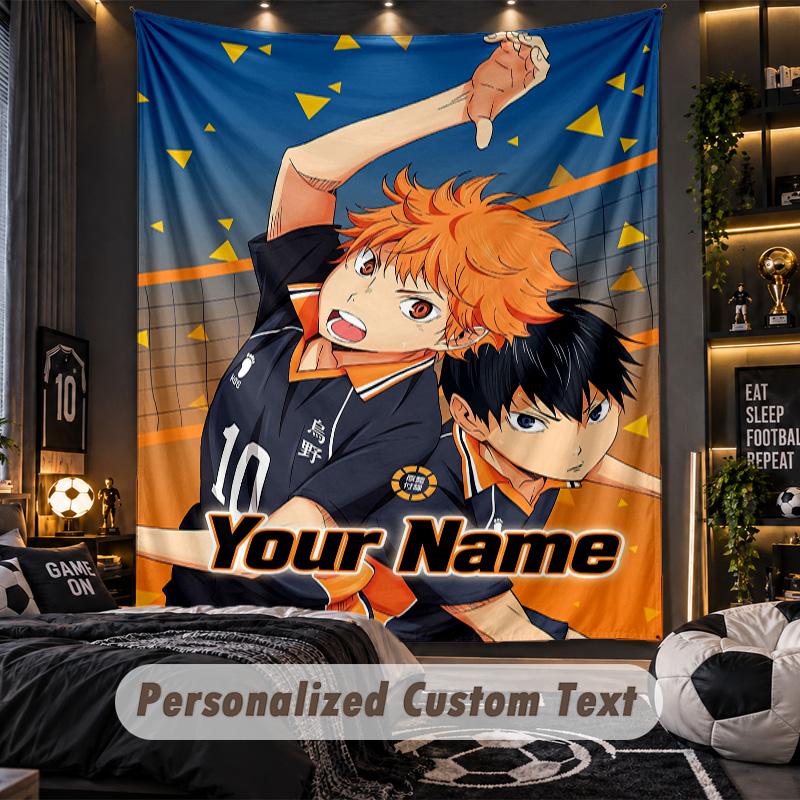 Personalized Wall Tapestry,Haikyuu Custom Printed Name, Fabric Wall Art For Indoor Room Backdrop