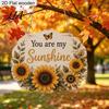 Farmhouse Porch Decoration Fall Thanksgiving Wooden Sign Door Hanger, 2D Sunflower Pumpkin Gnome Wall Creative Housewarming Gifts Plaque, Rustic