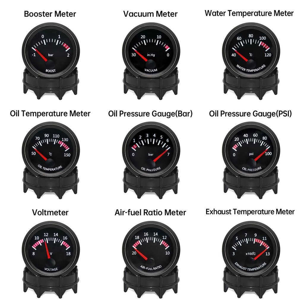 52mm Digital Car Water Temp Oil Pressure Boost Oil Temp Voltmeter Air Fuel Ratio Meter Exhaust Temp Gauge For 12V Racing Gauge