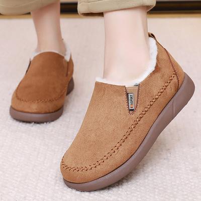 Сапоги Слипоны Меховая обувь Для Женских Зимних Сапог Снежные Повседневные Зимние Ботинки Женские Сохраняют Тепло Ботильоны Мех Черные Botas Mujer