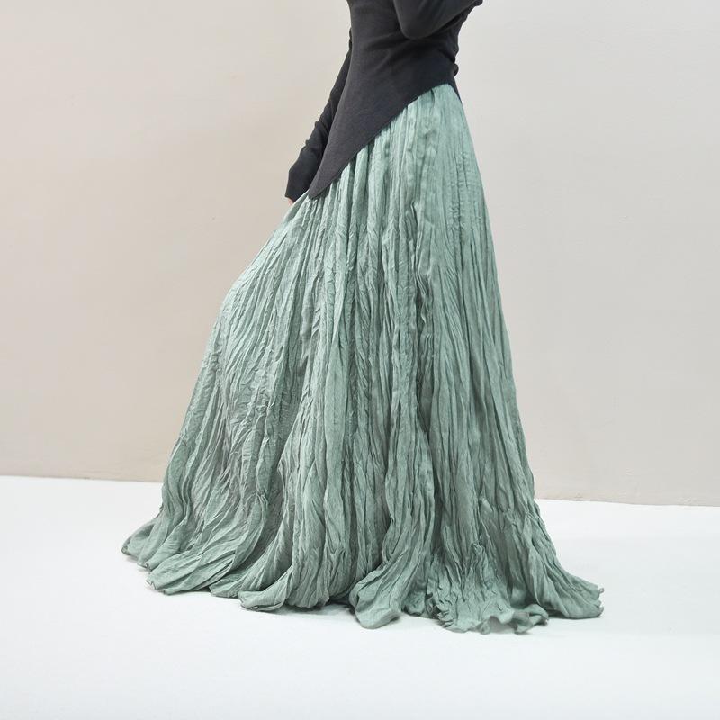 Женские льняные макси-юбки Летние Бохо Однотонные Пляжные Эластичные С высокой талией Плиссированные А-силуэта Легкие Расклешенные Длинные Макси-юбки Эластичная талия Длинная юбка для женщин