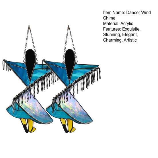Bohemian Handcrafted Dancer Wind Chime Stained Glass Style Hanging Spinner Colorful Acrylic Suncatcher for Indoor Outdoor Window Patio Garden Decor