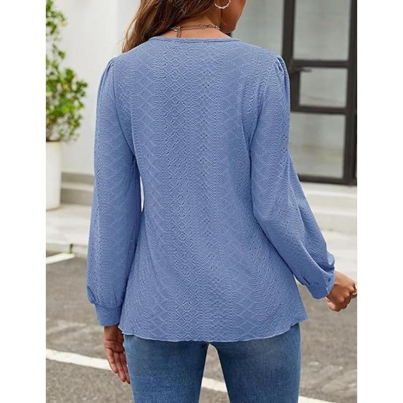 Женские модные повседневные весенне-осенние однотонные блузки и рубашки с круглым вырезом с длинными рукавами и принтом