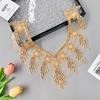 Gold Handmade Beads Three-Dimensional Flower Embroidery Applique Evening Dress Performance Dress Neckline Decoration Front Collar Cloth Sticker