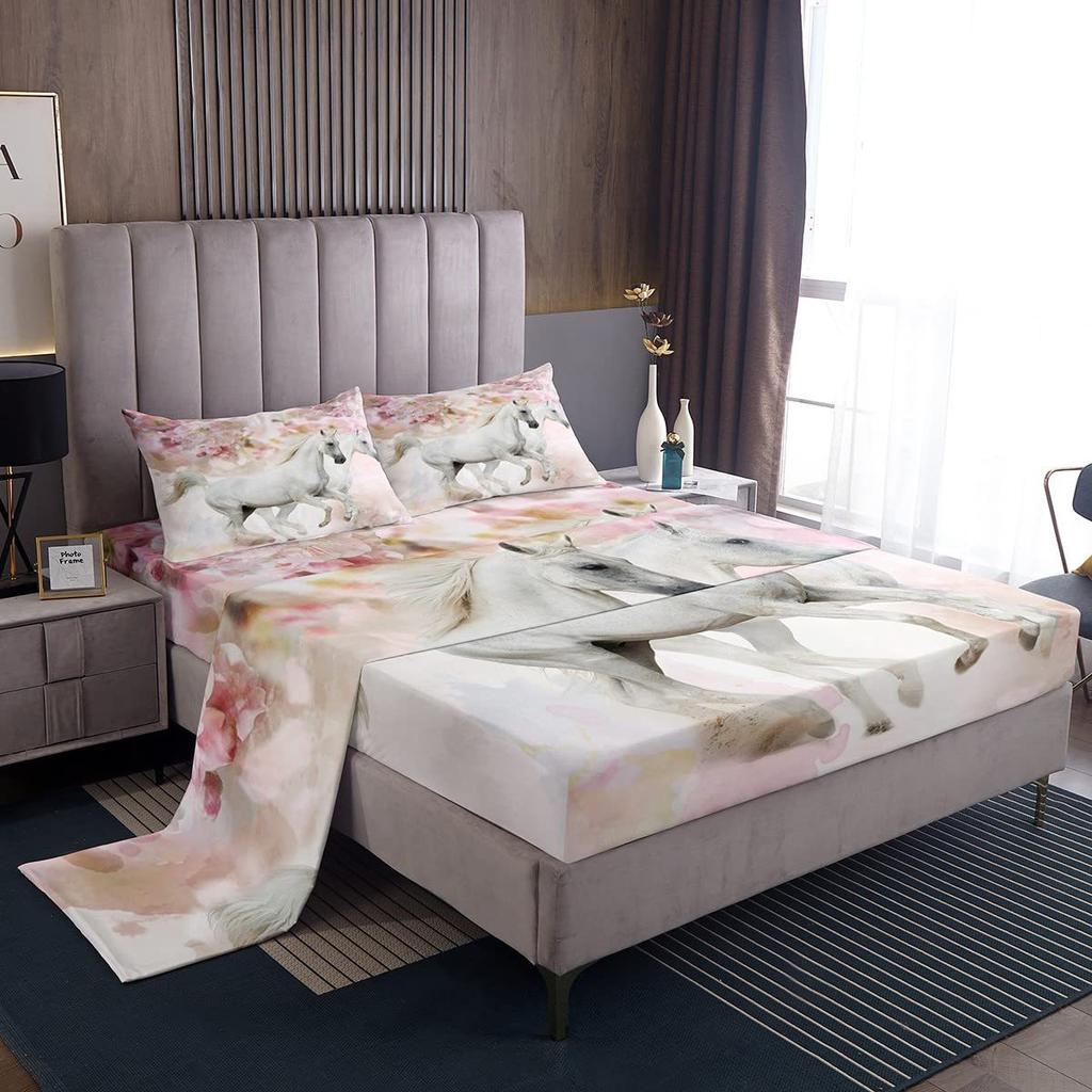 Color Rainbow Cloud Pattern Bed Hat Four-Piece Bedding Set Bedroom Dormitory Bedding Decoration