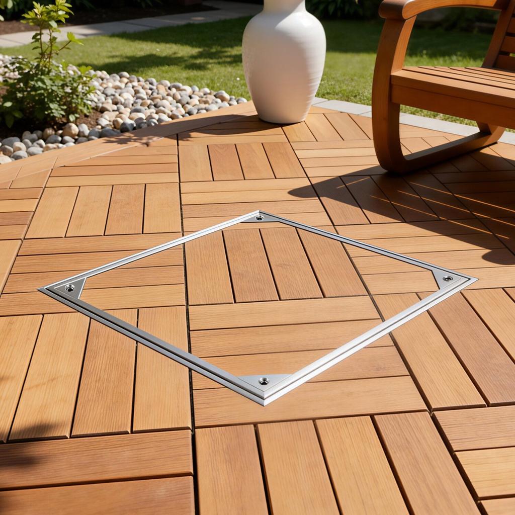 Manhole Cover with Frame, 500 x 500mm Invisible Recessed Septic Tank Access Covers, Aluminum Alloy Embedded Drain Channel Inspection Cover for