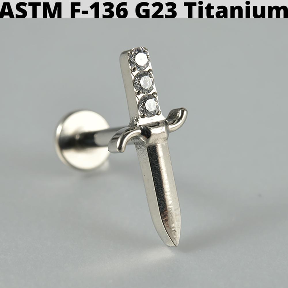 Серебряная четырехконечная звезда G23 Сплошной титан Серьга-гвоздик для хряща 16G С внутренней резьбой Солнце Хеликс Мочка уха Пирсинг Украшение
