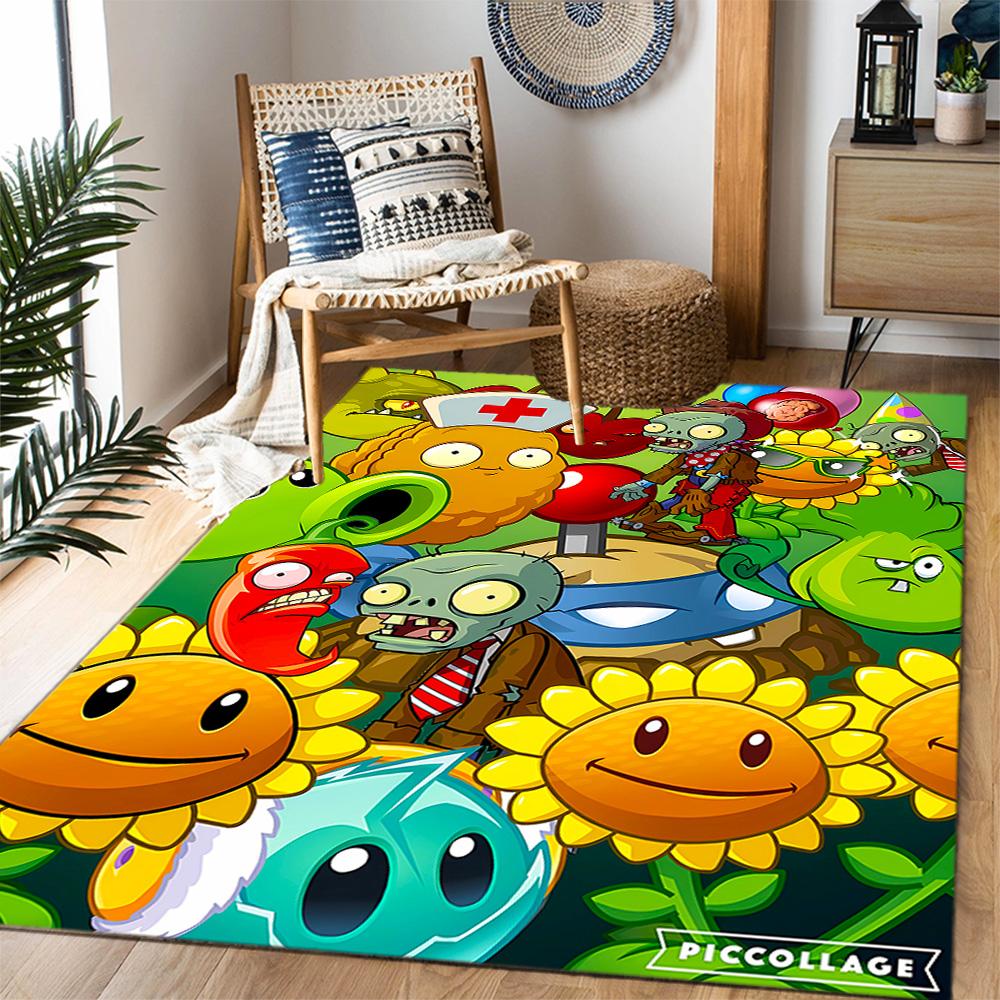 Zombie Plants Party Themed Anti-Slip Rugs - Polyester Home Decor, Suitable for Bedrooms, Living Rooms, Doorways, Studios, and Decorations