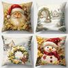 Home Decor Christmas Scenes: Santa & Snowman Pillow Covers Pattern Cushion Cover Suitable For Sofa Bedroom Car Pillow Cover