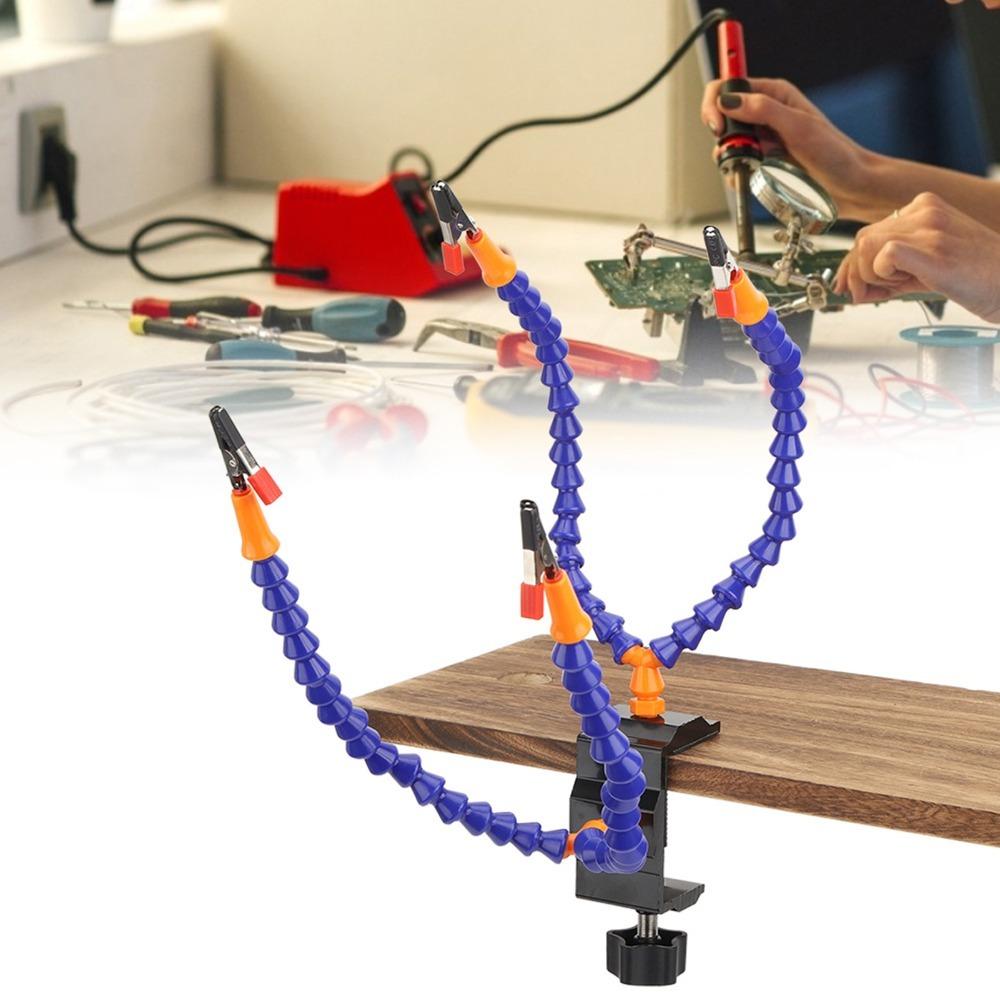 7pcs Flexible Arms Flexible Soldering Holder Blue Wire Clip Holder Circuit Board Repairing