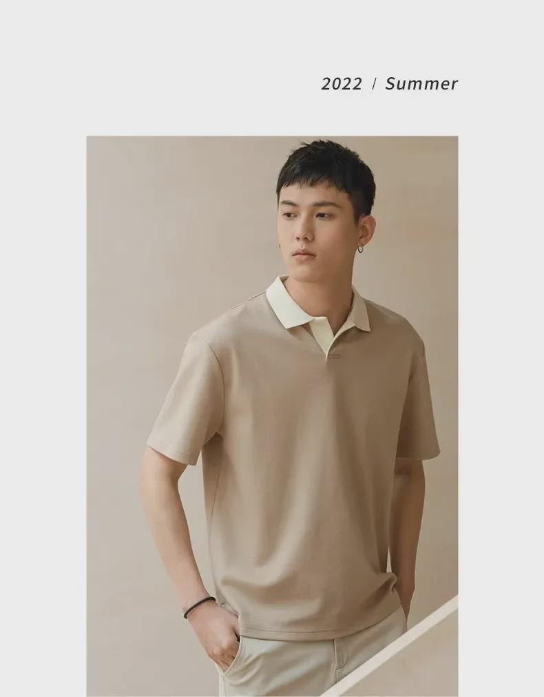 Мужская летняя повседневная однотонная рубашка поло