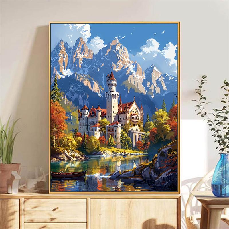 5d DIY Diamond Painting Cross Stitch Castle Scenery Diamond Embroidery Mosaic Full Round Drill Home Decor