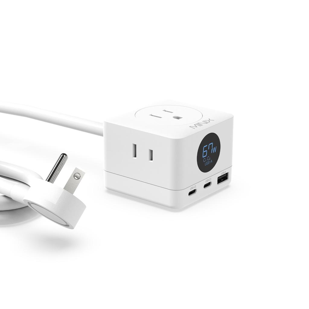 67W 6-в-1 Удлинитель с 2 * + 1 * портом быстрой зарядки USB-A и 3* выходными разъемами AC типа US С сертификатами TUV US, FCC, VI