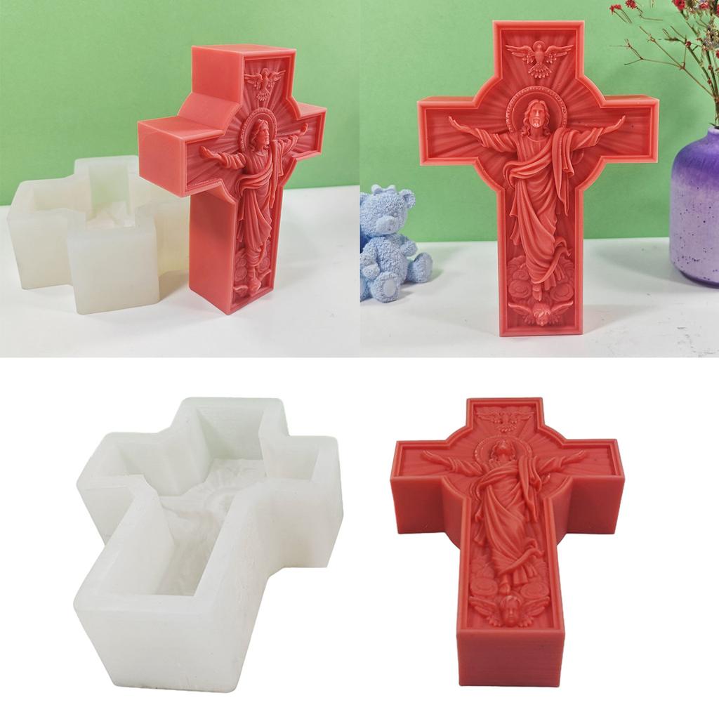 Religious Cross Candle Mold Scalpture Candle Mold for DIY Candle Gypsum Ornaments Home Decorations Epoxy Resin Casting