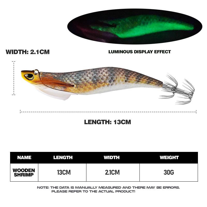 Oem 13cm 30g Luminous Fishing Hooks Shrimp Lures Squid Hook 5 Colors Shrimp Lure Octopus Fishing Hook With Lead Sinkers Baits