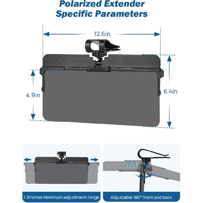 JOYTUTUS Поляризованный удлинитель козырька для автомобиля, улучшенный регулируемый удлинитель козырька автомобиля, блокиратор солнца, УФ400, защита от бликов, рассеянного света, УФ-лучей