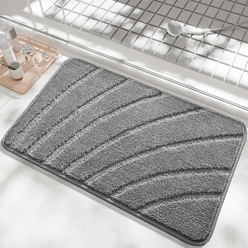 3D Bathroom Soft Plush Anti-skid Mat Super Absorbent Solid Color Rug for Toilet/Washroom Durable Easy To Clean Carpet Alfombra