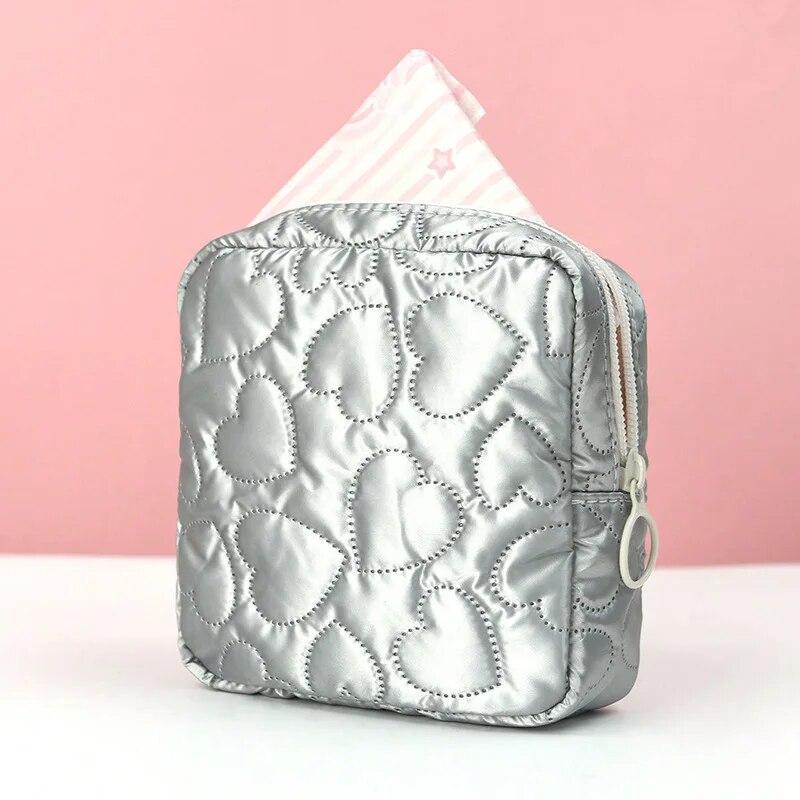 Pu Glossy Candy Color Waterproof Cosmetic Bag Makeup Pouch Lipstick Earphone Storage Bag Women Sanitary Napkin Pads Organizer
