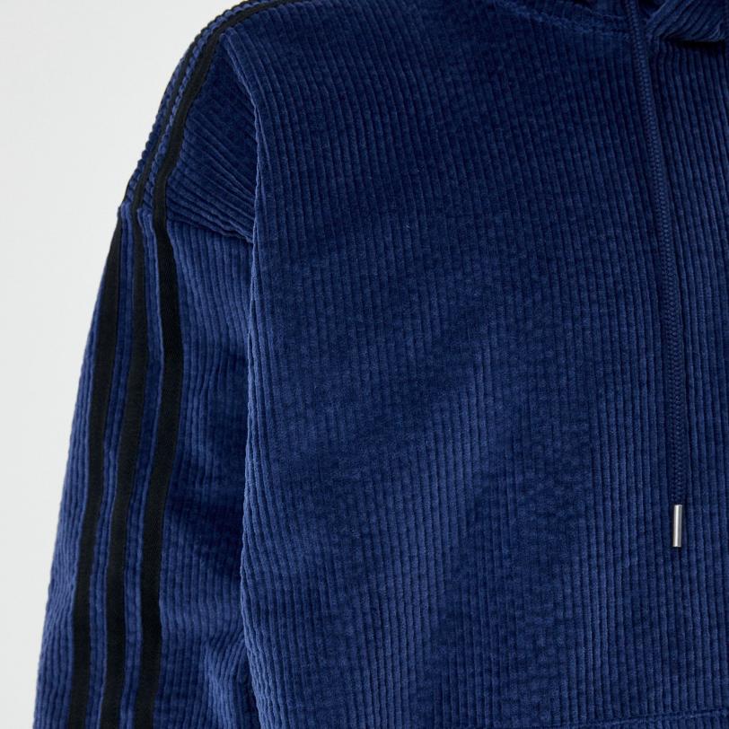 adidas X Ivy Park Halls Of Ivy Series однотонная мягкая удобная вельветовая толстовка с капюшоном унисекс с капюшоном синего цвета HG2521