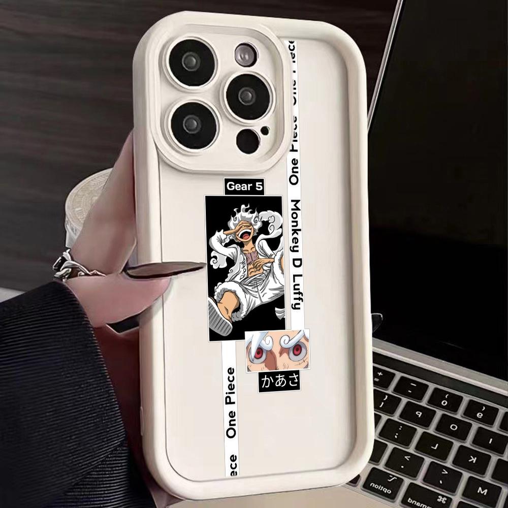 LZ28 One Piece Luffy Gear 5 Silicone Phone Case for iPhone 11 13 14 15 16 Pro Max 7 8 16 Plus 12 Mini XS Max XR Shockproof Back Cover