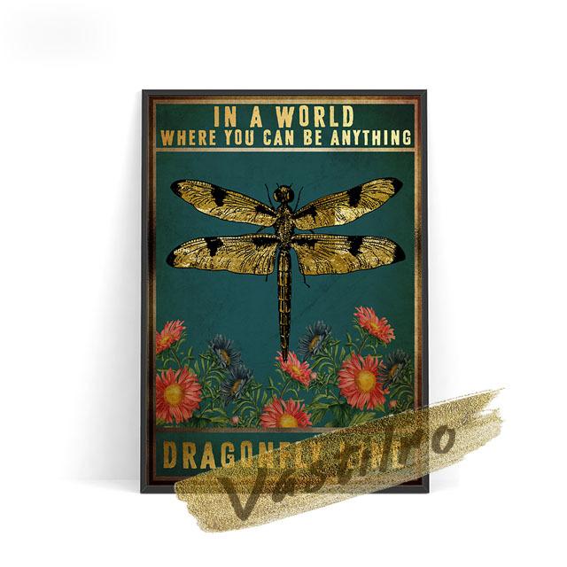 Насекомое Ретро Иллюстрированный Плакат Fly Bee Mosquito Стрекоза Мотылек Бабочка Художественная печать Картина Маслом