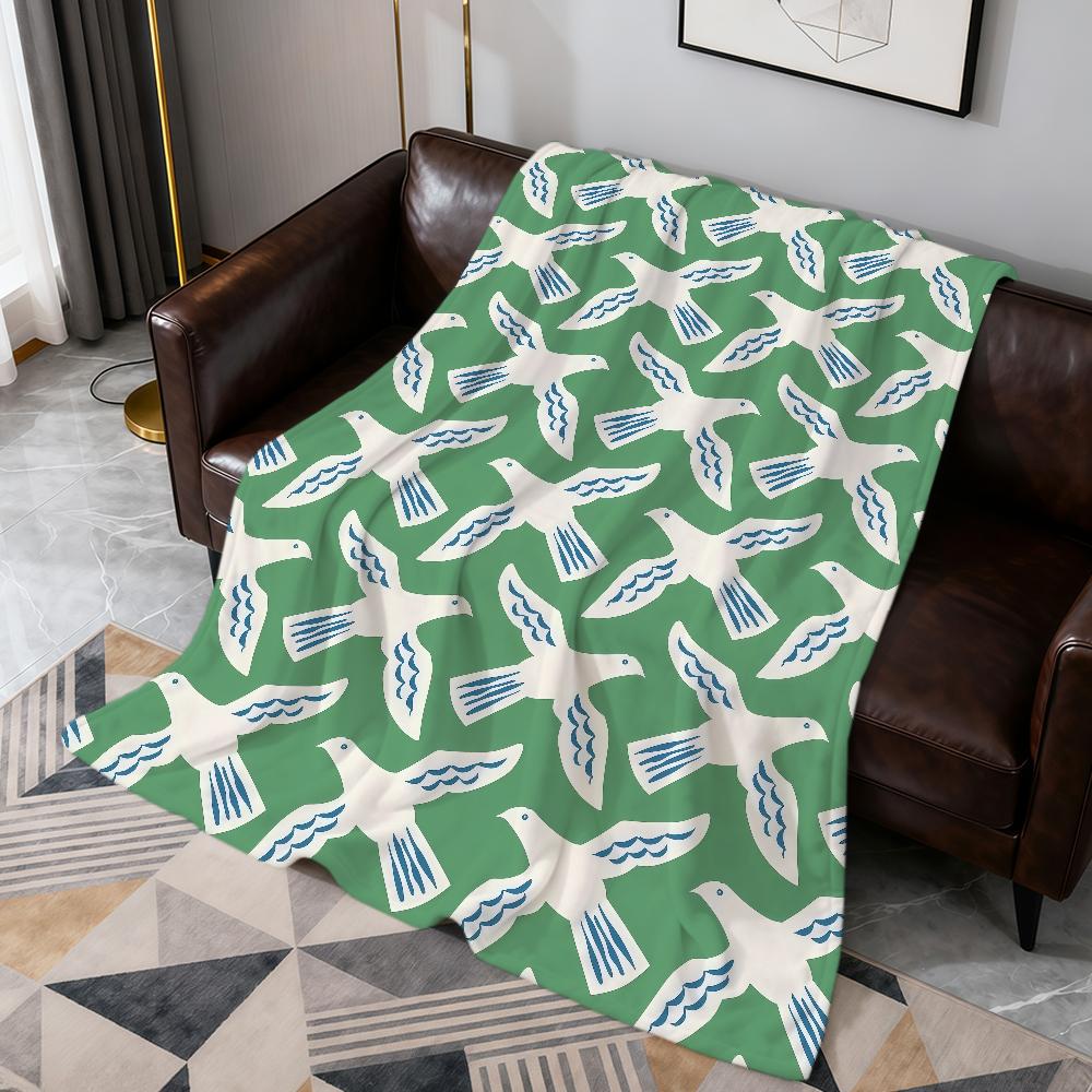 Color fashion versatile modern seagulls bird soft warm plush blanket dorm sofa living room pet hogar bed gift nap home Flannel