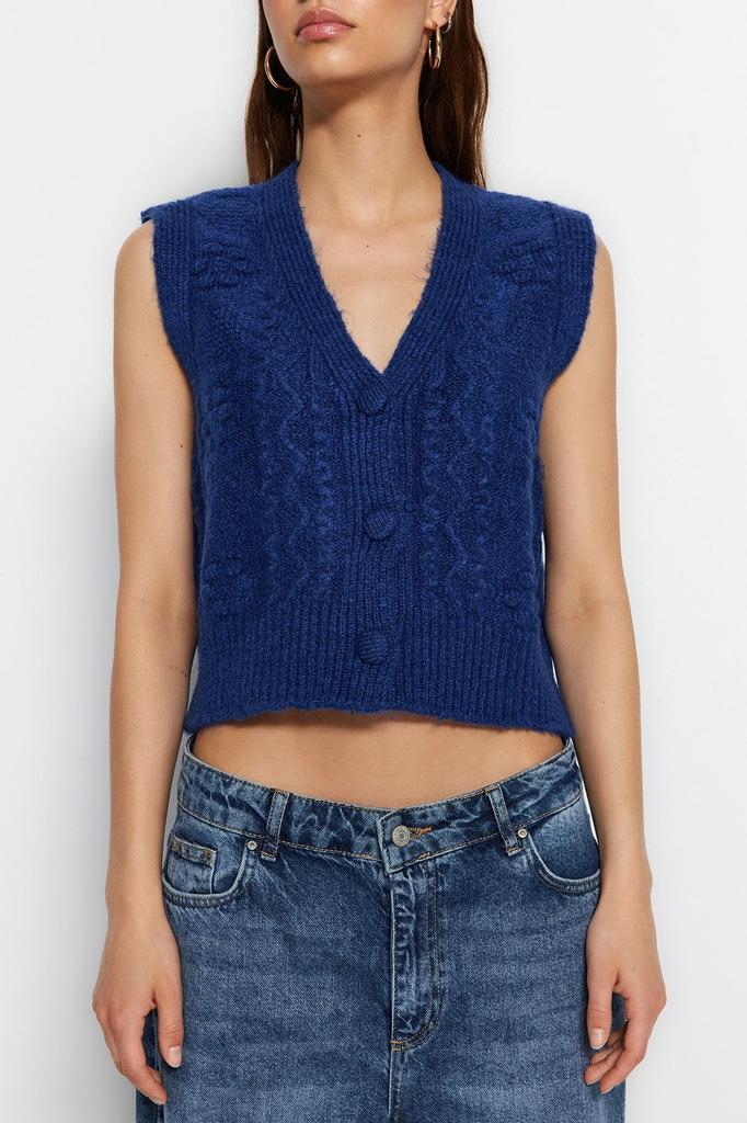 Women's Elegance Style Sweater Stone Soft Textured Knitwear Vest