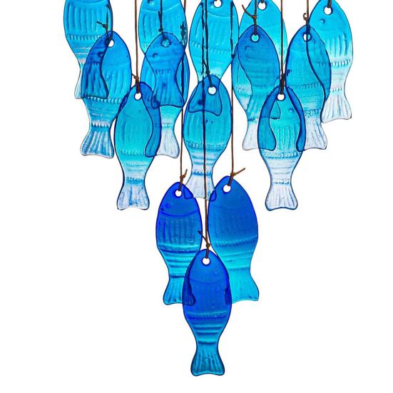 Синий Стеклянный Рыбка Колокольчик Ветра Ручной Работы Морская Тема Ловец Солнца Для Дома Улицы Сада Двора Патио Подвесной Декор Колокольчик Ветра