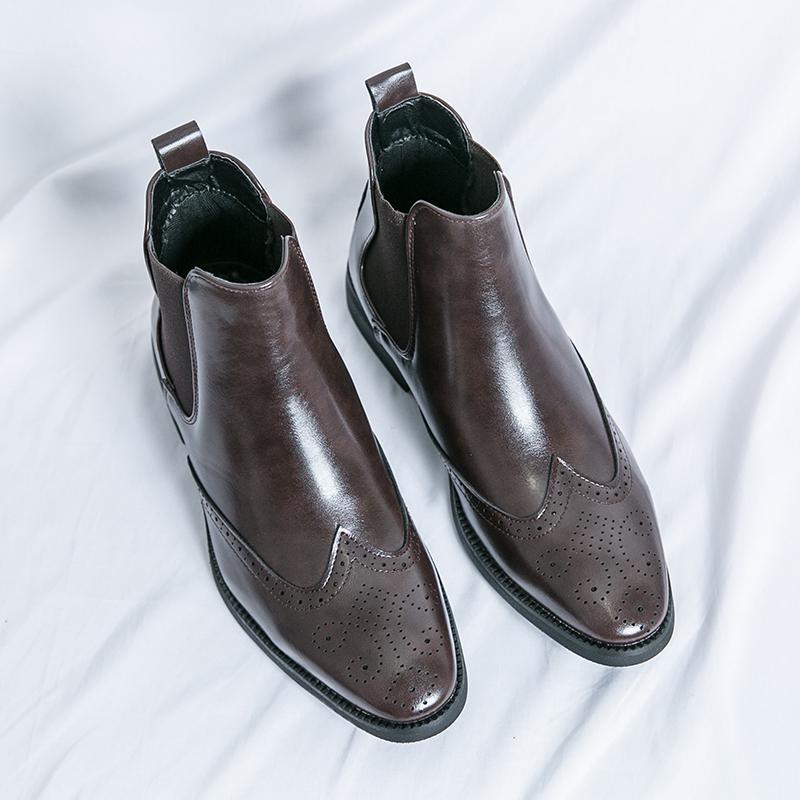 Роскошный бренд вечерние выпускные платья ботильоны мужские остроносые ботинки челси деловые кожаные туфли черные коричневые ковбойские осенне-зимние ботинки