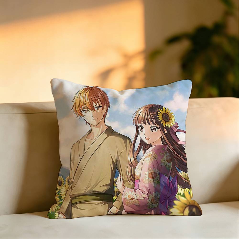 Anime FFruits Basket Square DoubleSided printed Pillow Case Bedroom Bedside Pillow Sofa Cushion Cover