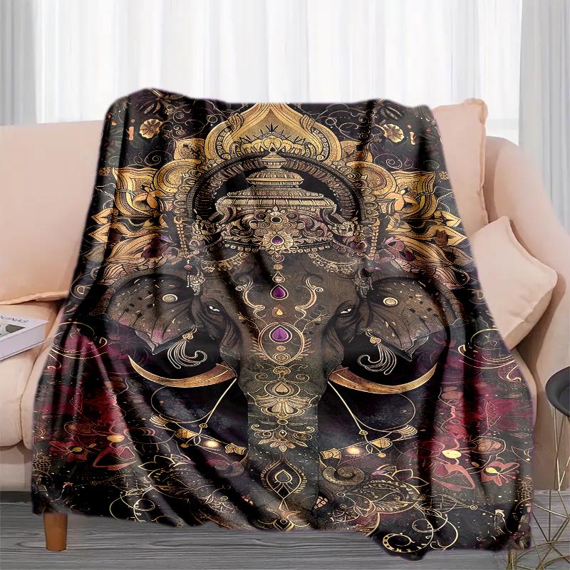 1PC Elephant Elements printed blanket, all season lightweight home office outdoor nap multifunctional blanket A14