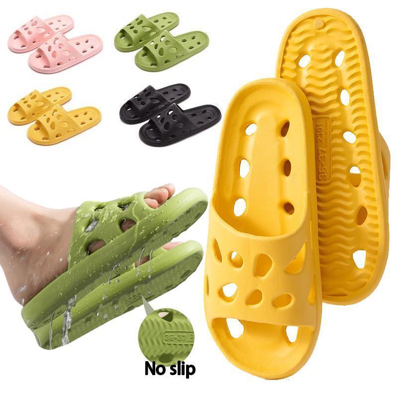 Тапочки для женщин и мужчин, нескользящие нескользящие тапочки на мягкой подошве для ванной комнаты, полые туфли для душа, банные тапочки, домашние сандалии, летние пляжные шлепанцы, тапочки для пар