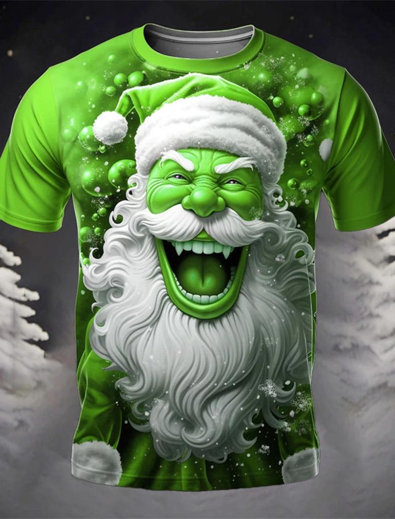 Christmas Santa Holiday Shirt 3D Printed Hot Christmas Short Sleeve Party Men's Tops Rave Printed Casual Fashion Menswear