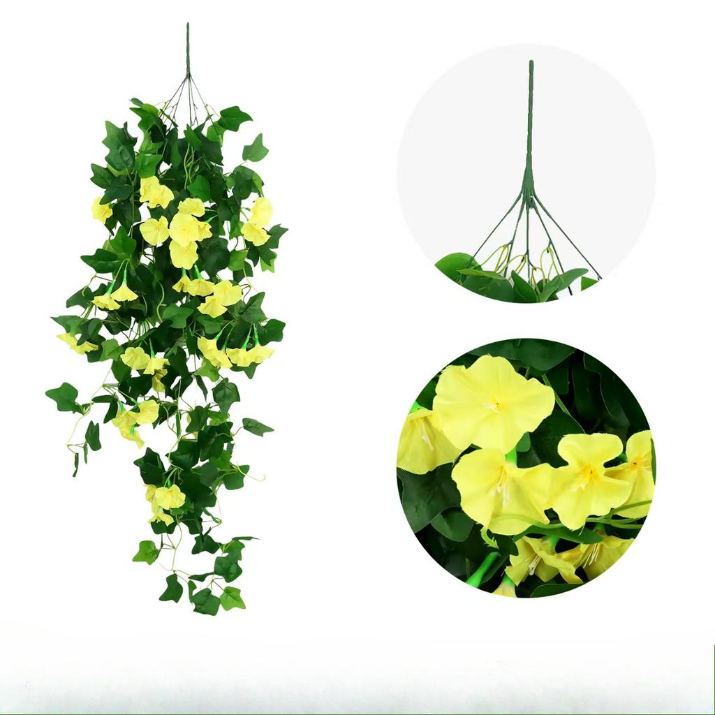 Искусственные Поддельные Подвесные Цветы Растения Корзина для Весеннего Наружного Украшения, Устойчивый к УФ-лучам Искусственный Пластиковый Тканевый Цветок Ипомея Петуния