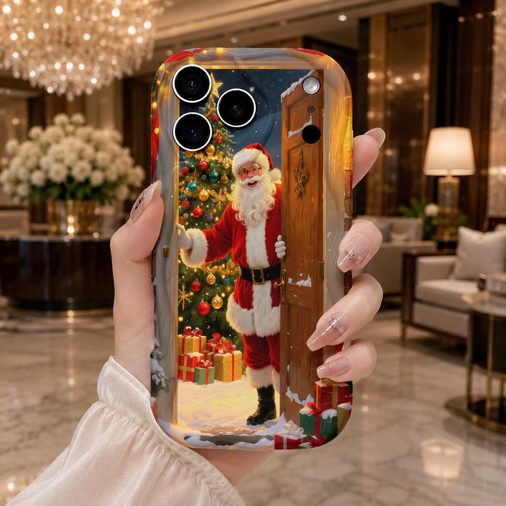 Festive Xmas Holiday Pattern Phone Shell For iPhone 16 15 14 13 12 Pro Max, Christmas Gift For Women Men