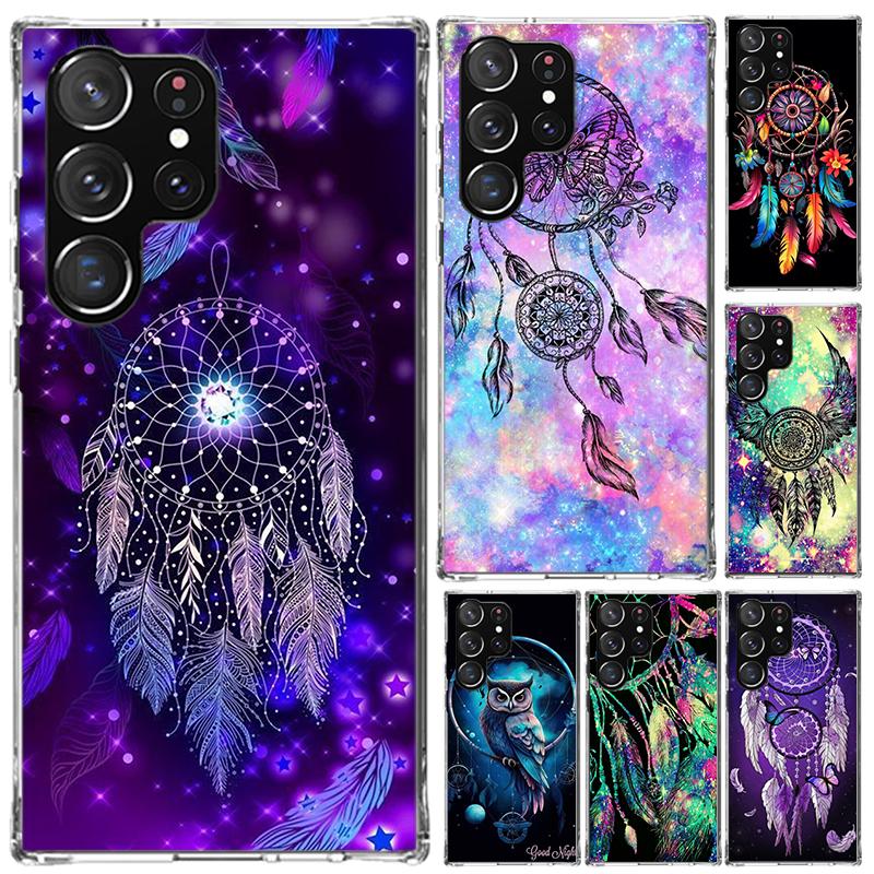 Retro Feather Dreamcatcher Phone Case for Samsung Galaxy S26 S24 S23 Ultra S25 Edge S22 S21 Plus S20 FE + Soft Print Shell Funda