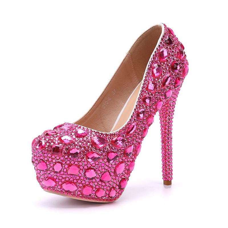 Роскошные туфли-лодочки с бриллиантами и стразами, женские, на платформе и танкетке, на ультравысоком каблуке 14 см, праздничные туфли, модные свадебные туфли для невесты