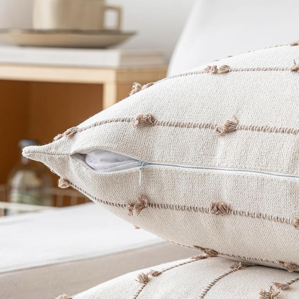 Бохо Наволочки 18x18 Набор из 2 Современный Фермерский Дом Декоративная Наволочка С Кисточками Квадратные Наволочки Нейтральные Наволочки Акцентная Наволочка