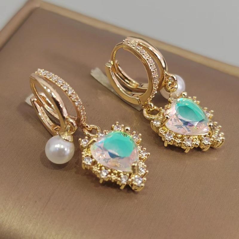 Серьги-капли в форме сердца для женщин, новинка 2023 года, модные красочные серьги с цирконием, роскошные свадебные, помолвочные и вечерние ювелирные аксессуары