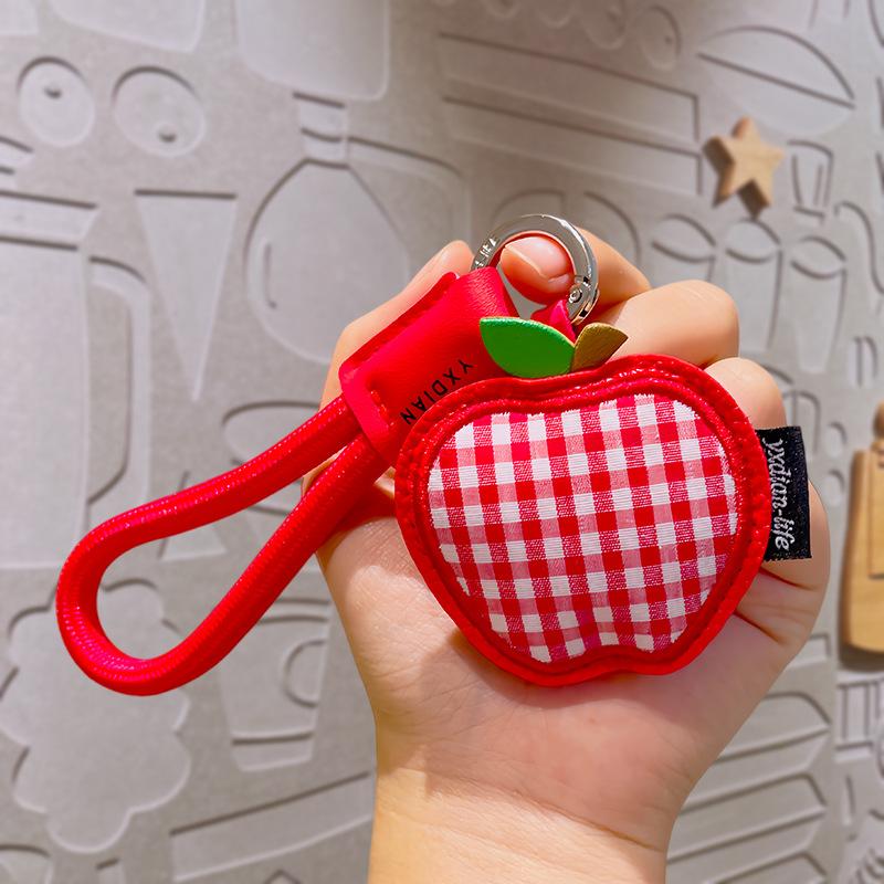 Fabric Checkered Fruit Leather Pendant Small Ornamental Creative Accessory Mini Figurine Bag Charm