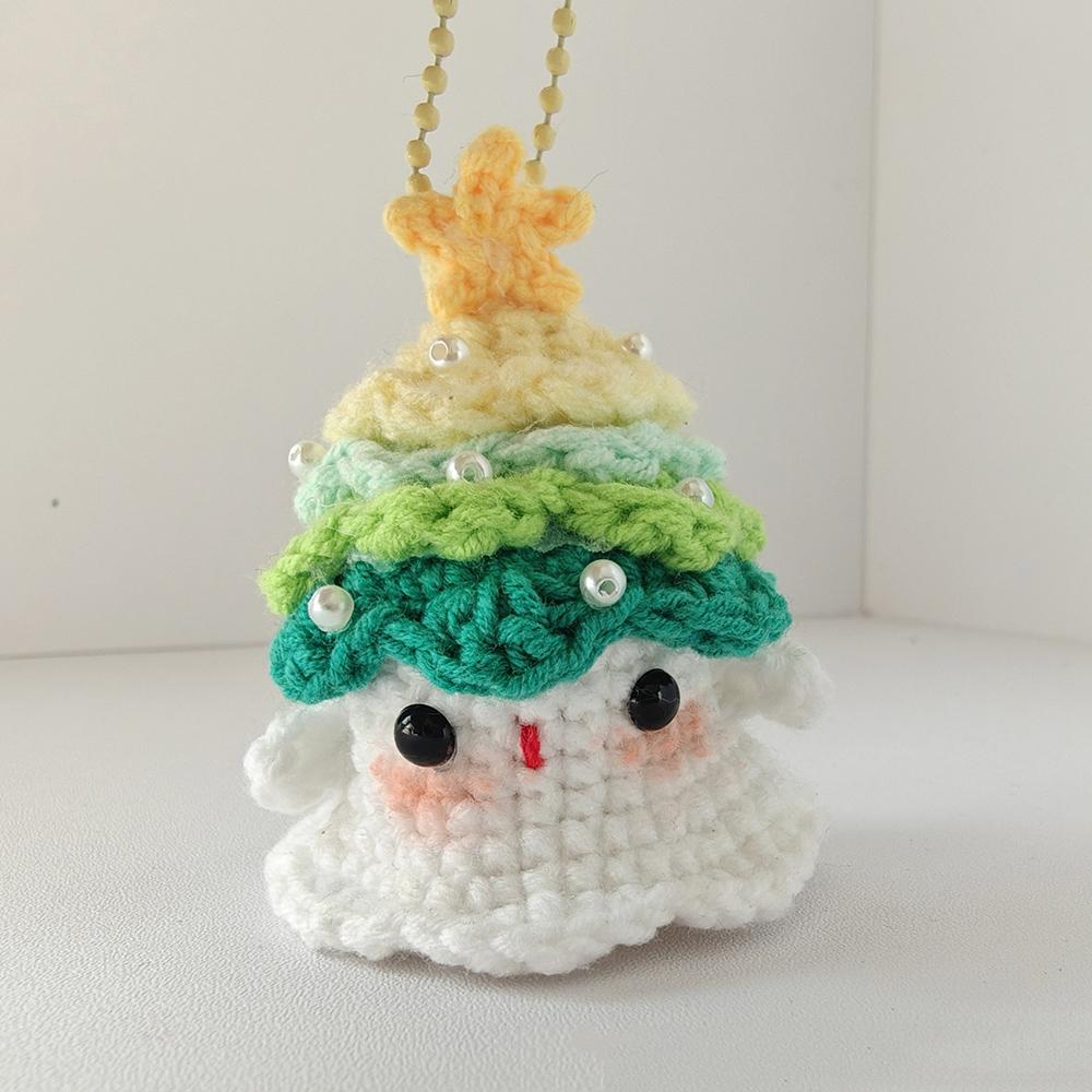 Funny Crochet Elk Deer Hat Ghost Doll Pendant Home Room Decoration Cute Handmade Knitted Xmas Tree Ghost Doll Christmas Gifts