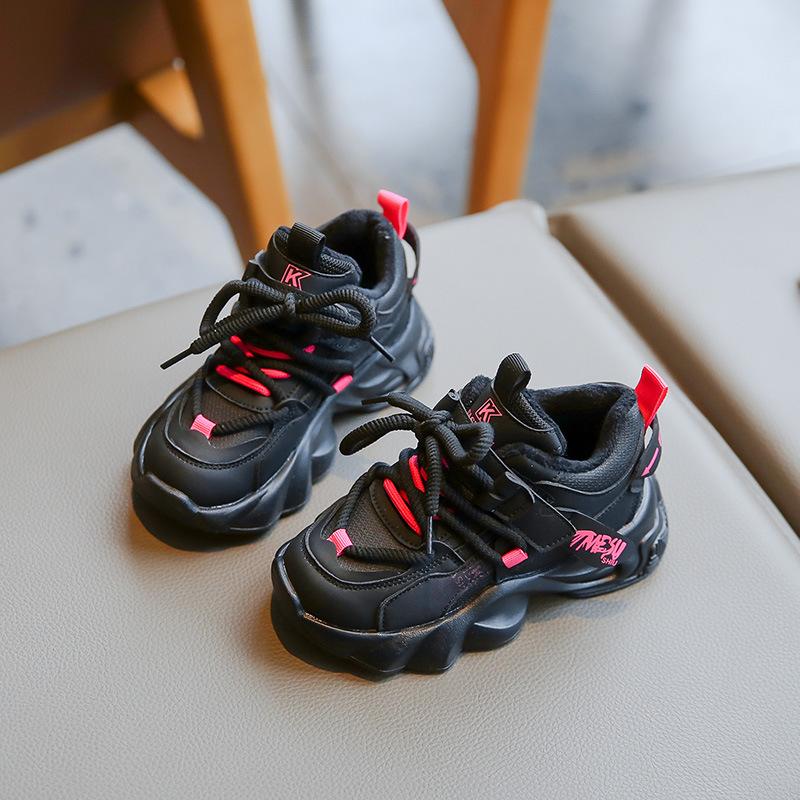 Спортивная обувь для девочек, новые осенние и зимние детские туфли, туфли для папы для девочек, теплые бархатные туфли из хлопка