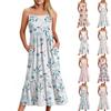 Женское длинное пляжное повседневное элегантное платье макси на тонких бретельках с цветочным принтом, струящееся платье в стиле бохо
