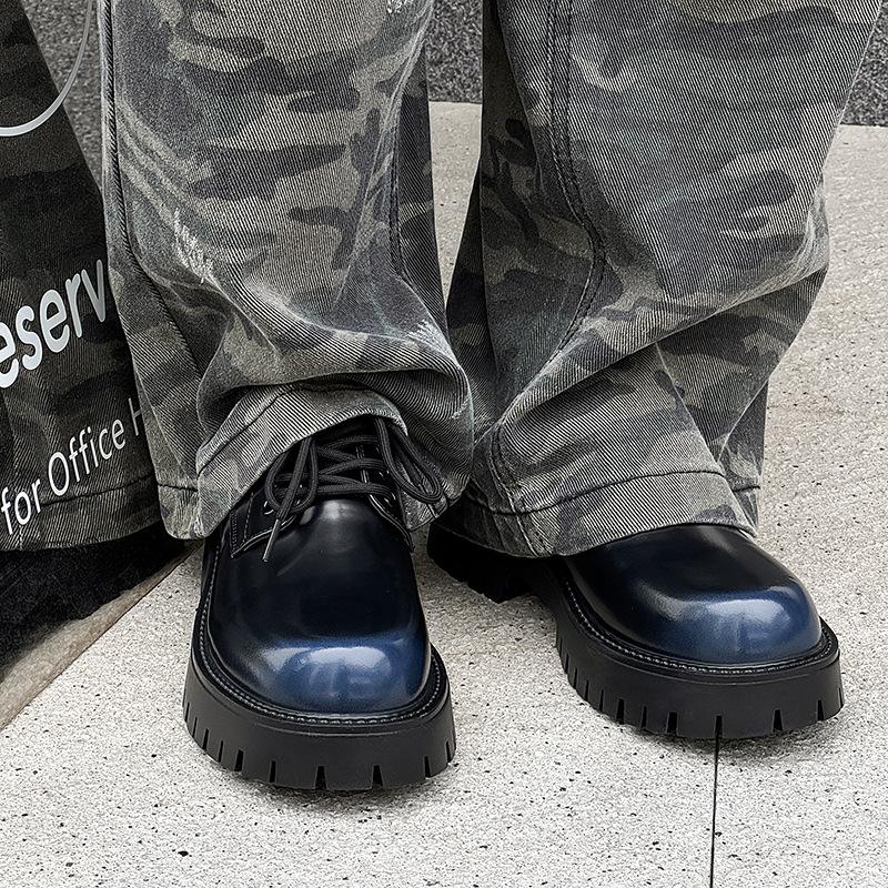 Новые британские кожаные туфли повседневная обувь увеличивают рост дорожные модные тенденции универсальные туфли дерби на платформе 3136-R